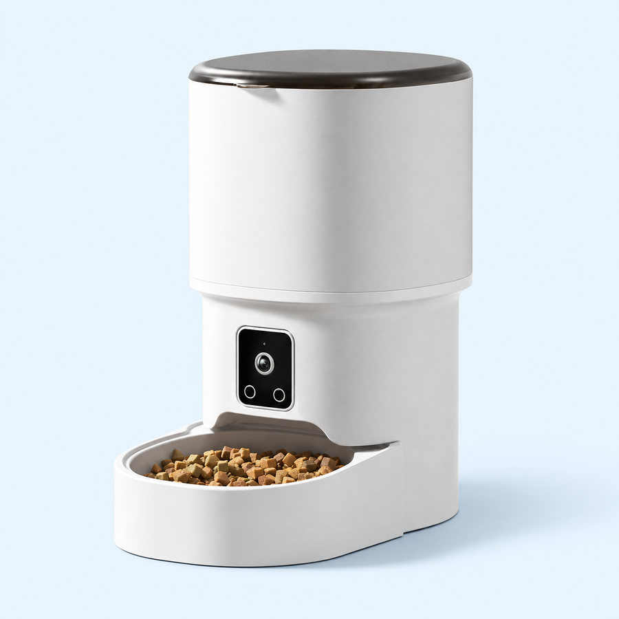 Compact Camera Wi-Fi Pet Feeder – Pearl White