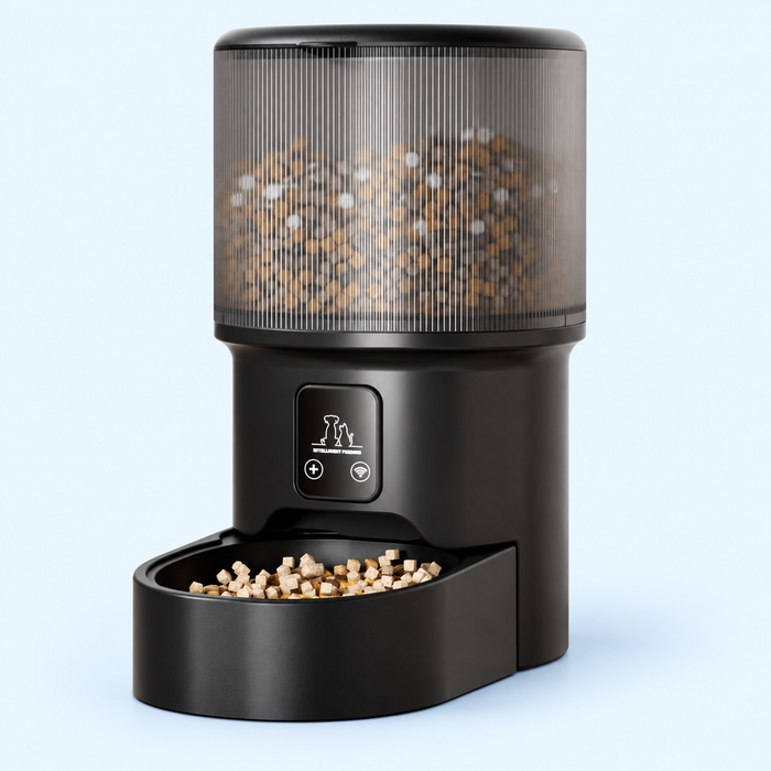Compact Wi-Fi Pet Feeder – Black and Smoke