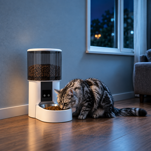 4 L Timer Pet Feeder with Stainless Steel Bowl — White and Smoke — image 2