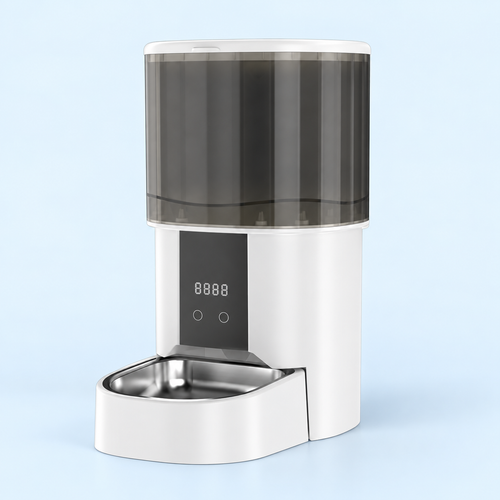 4 L Wi-Fi Pet Feeder with Stainless Steel Bowl — White and Smoke — image 1