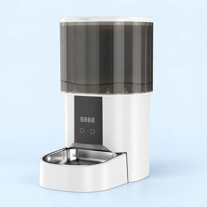 4 L Wi-Fi Pet Feeder with Stainless Steel Bowl — White and Smoke