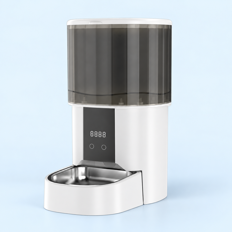 4 L Wi-Fi Pet Feeder with Stainless Steel Bowl — White and Smoke