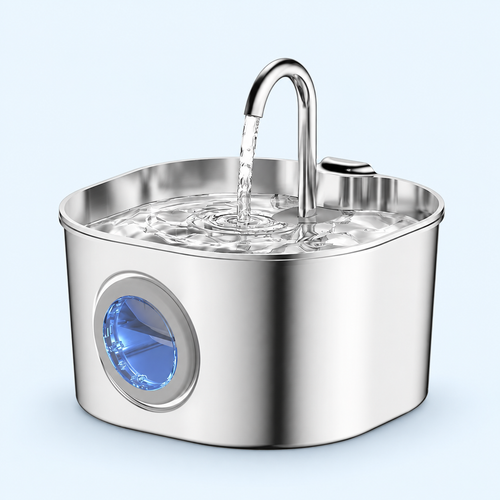 HYGEON AquaSteel 830 Arc Round Window 2.2L Pet Water Fountain