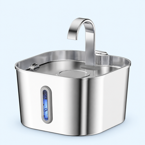 HYGEON AquaSteel 830 Ribbon Long Window 2.2L Pet Water Fountain